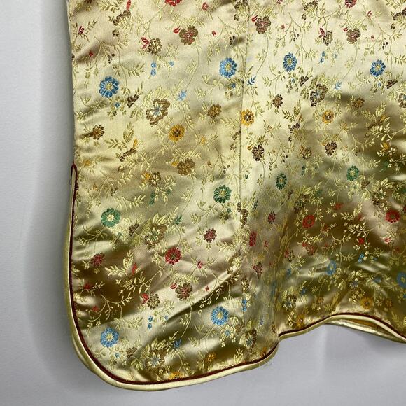 Handmade Chinese Yellow High Neck Short Sleeve Top Women's Size Medium M - Picture 3 of 6